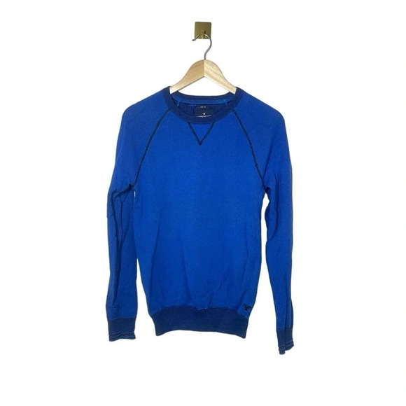 American Eagle Men’s Prep Fit Knit Crew Neck Sweater in Blue Size S - Picture 4 of 8